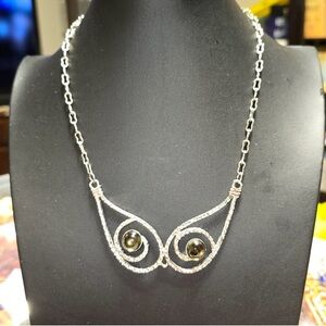 Cute Owl Eyes Rhinestone Necklace